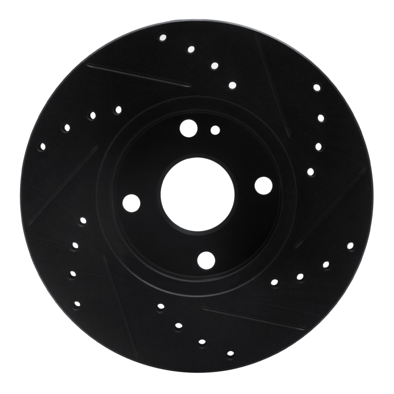 Ford Escort Brake Rotor (1) - Front Left - R1 Concepts - Drilled & Slotted - Black - `90-`03